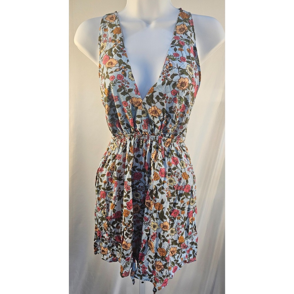 Maaji Blue Floral V-Neck Romper, Sleeveless Size‎ S